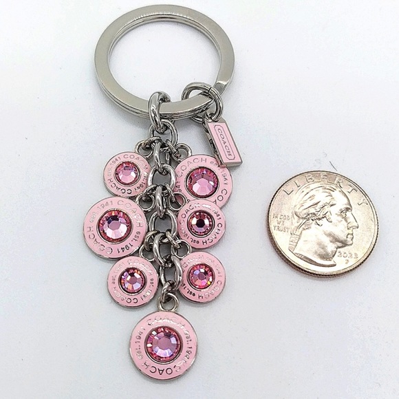 Vintage COACH Signature Gem charm Fob keychain Multi Jewel 1734 BCA Awareness - Picture 2 of 6